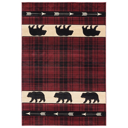 United Weavers Of America Cottage Tartan Bear Burgundy Area Rectangle Rug, 2 ft. 7 in. x 4 ft. 2 in. 2055 41434 35C